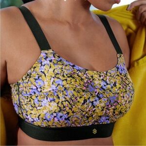 ThirdLove 38E Kinetic Sports Bra Wire Free 0594 Cosmic Print purple gold  black
